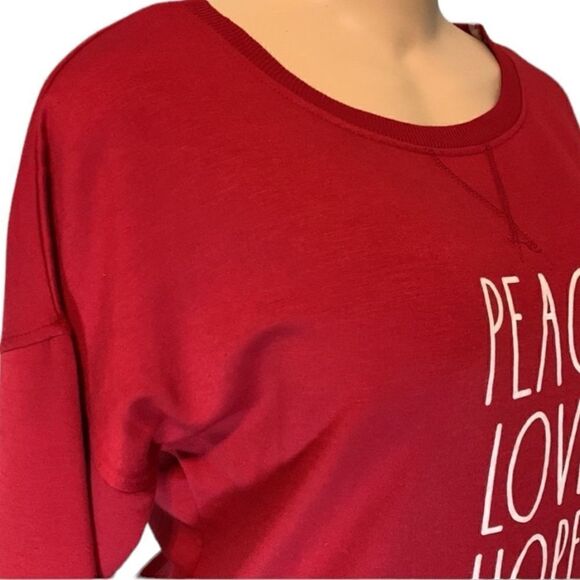 RAE DUNN “ PEACE.LOVE.HOPE.”  RED SWEATSHIRT SZ S - Picture 3 of 10
